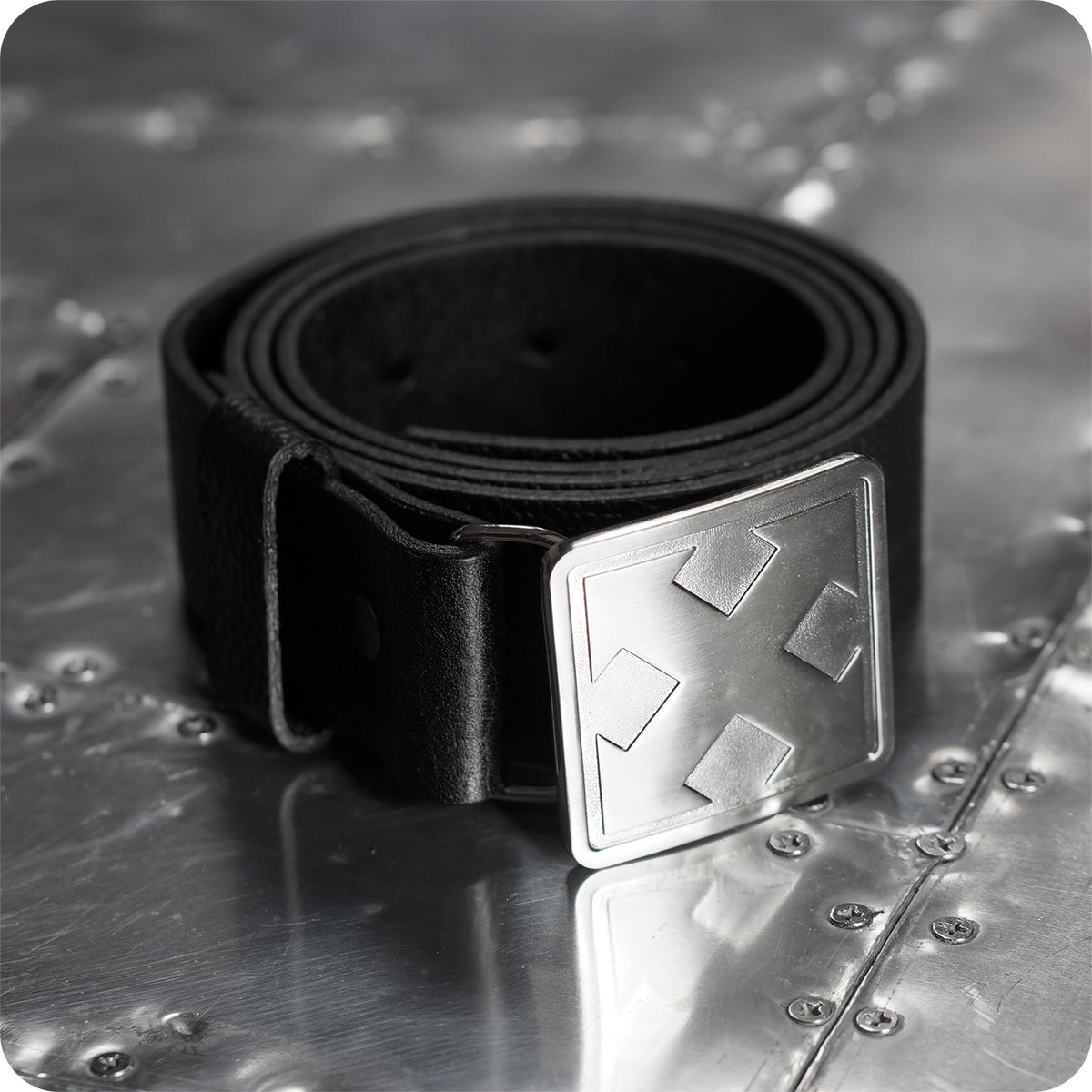 Off-White Black Arrows Logo Buckle Leather Belt XXL