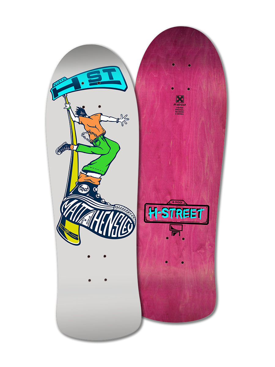 A person rides the Legend Skates MATT HENSLEY STREET SWINGER E SERIES, a collector edition re-issue skateboard.