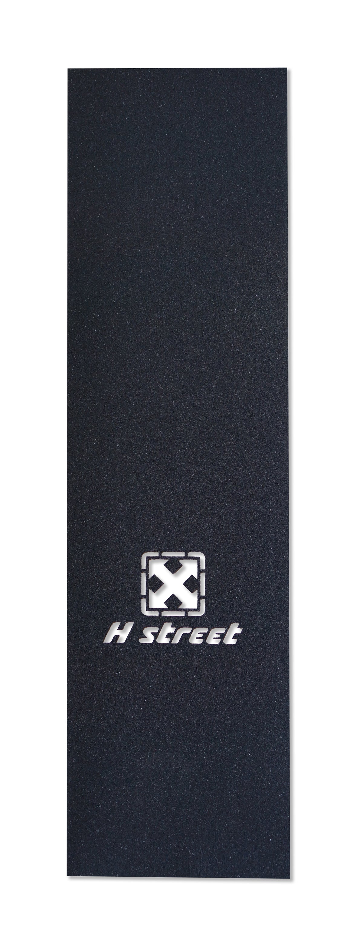 A rectangular black Syndrome H-STREET DIECUT GRIPTAPE features a die-cut white X-shaped logo above the stylized "H Street" text at the center.