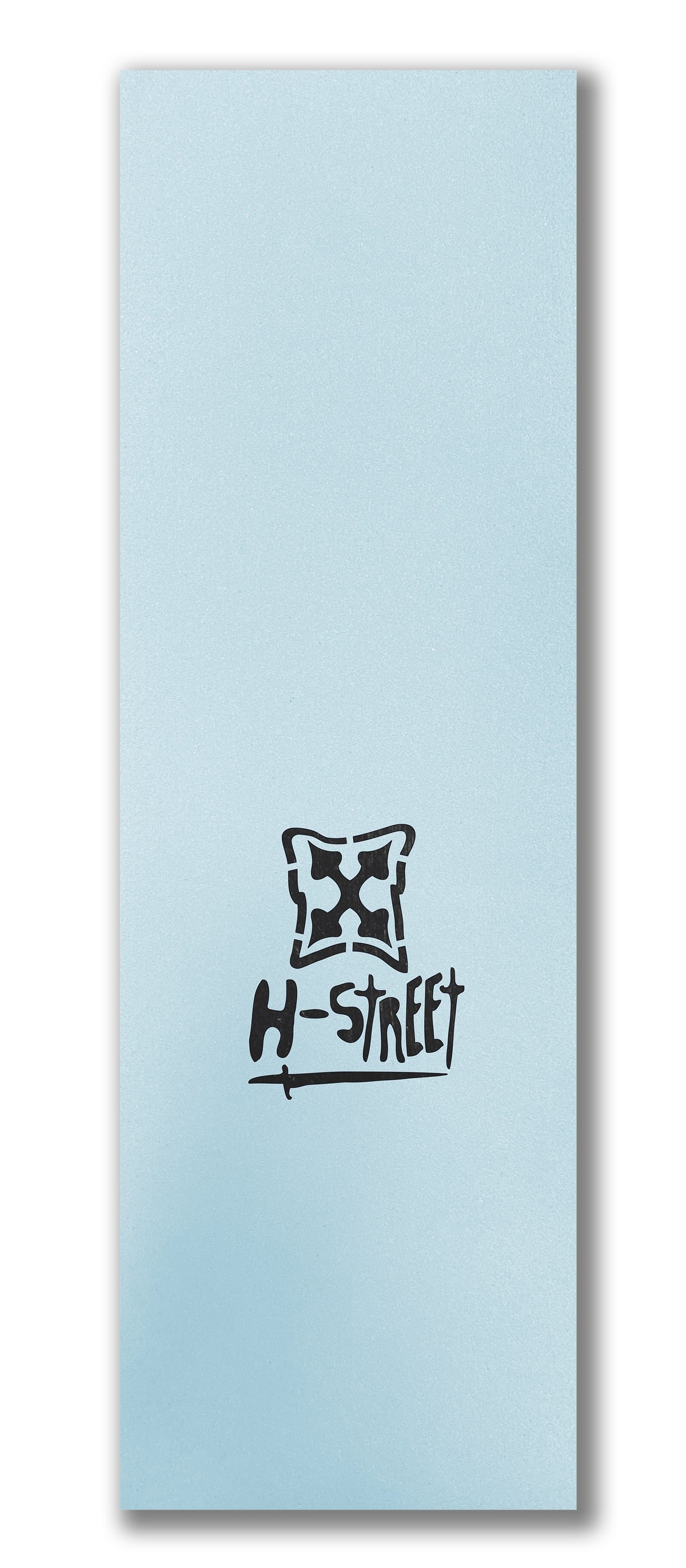 Light blue, rectangular Syndrome ALPHA GIRL LOGO DIECUT GRIPTAPE featuring a black abstract geometric design and bold hand-drawn text, similar to a spray paint stencil often seen on skateboard grip tape.